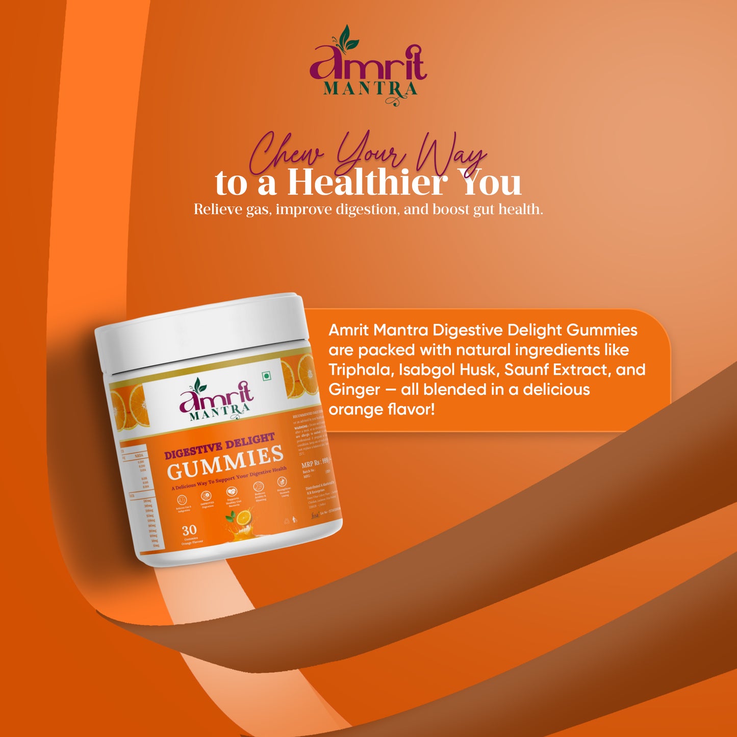 Amrit Mantra Gut Health Gummies | Digestion Support | Triphla & Probiotic